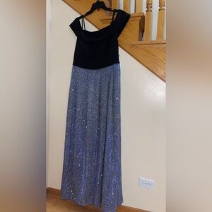 Women’s Formal Dress Plus Sz 14W 20W MORGAN CO Black Royal Shimmer Off Shoulder